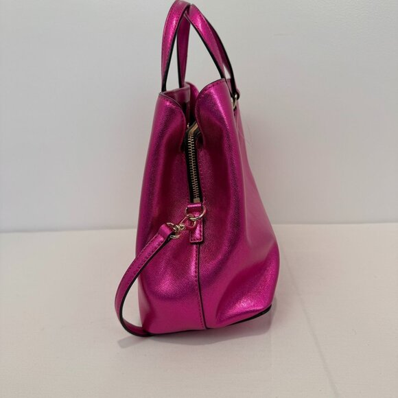 NWOT Kate Spade New York Hot Pink Saffiano Leather Satchel Tote Crossbody Strap - Picture 3 of 10